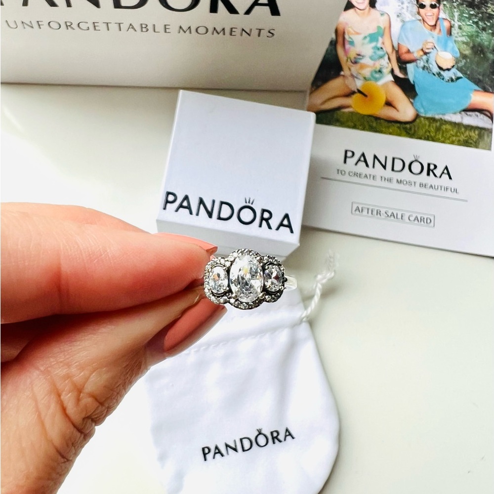 NWT Pandora Three Stone Vintage Ring - Picture 7 of 13